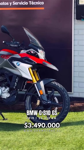 1K views · 1K reactions | BMW G 310 GS | 2019 | 25.430 Km | $3.490.000.- Cilindrada 313 CC | Potencia 34 CV a 9.500 rpm | 28 Nm de torque a 7.500 rpm | Estanque 11.5 Lts. | Horquilla invertida | 6 velocidades | Peso 175Kg. | Altura asiento 835 mm. | ABS. Visítanos en Av. Balmaceda #2912, La serena o contáctenos al WhatsApp+56956380880  Recuerda que recibimos tu moto en parte de pago y te ofrecemos distintos tipos de financiamiento.  | Carmotors | Facebook