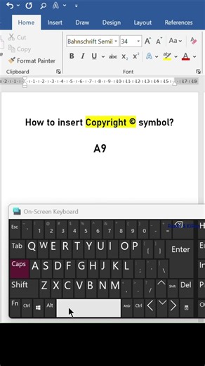 How to type Copyright Symbol in MS word? #shortcutkeys #symbols #msword