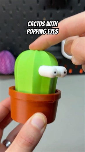 I 3D Printed a Pop-eyed Cute Cactus (with googly eyes) #3dprinting #diy
