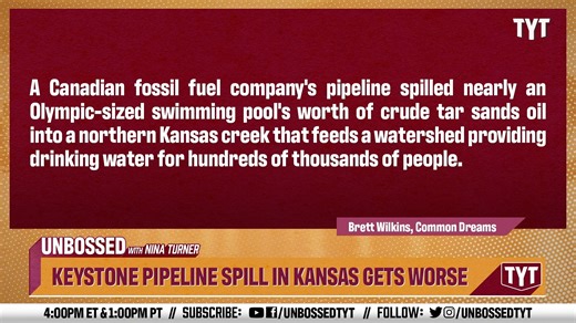 Around 600,000 gallons of tar sands oil leaked from the Keystone 1 pipeline, polluting the surrounding area and drinking water for over half a million residents in Kansas. | The Damage Report