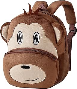 MICHLEY Toddler Backpack Plush Animal SchoolBag Cartoon Girls Travel Bag Mini Baby Daypack for Kids Kindergarten Pre School Bags, Monkey