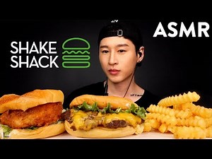 ASMR SHAKE SHACK MUKBANG (Chicken Sandwich & Burger) No Talking | EATING SOUNDS | Zach Choi ASMR