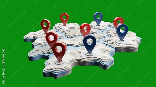 Map with Location Pins - A Visual Guide to Destinations and Points of Interest.