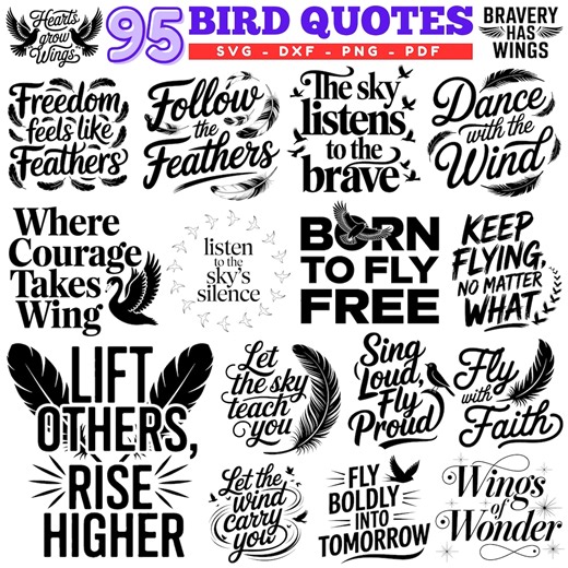 Bird Quotes SVG PNG Bundle, Laser Engrave Files - Etsy Canada