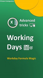 Working days in Excel ✅🔥👍🏻 Excel tips and tricks . . (Excel, Excel tips, Excel tricks, Excel hacks, Excel magic, Excel tips and tricks, Excel hacks, Excel formula, Excel 365, sheets) . #excel #exceltips #exceltricks #excelformula #exceltutorials #spreadsheets #exceltipsandtricks #excelhacks #msexcel #excelforbeginner | Vision Computers