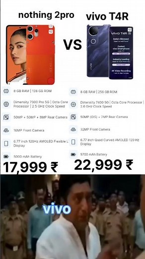 nothing 2 pro 5g vs vivo T4R 5g best compireson reviews unboxing #viral #shorts #video 💯 💢 👌 ♥️