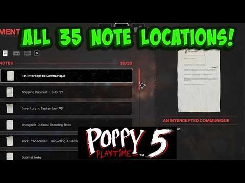 Poppy Playtime Ch 5 All 35 Notes!