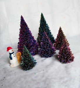 Christmas Village Trees Pack of 3 - Etsy