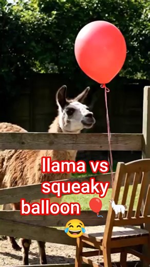 llama vs squeaky balloon 🎈🦙😂#llama #balloon #funnyanimals #cuteanimals #animalcomedy #farmanimals
