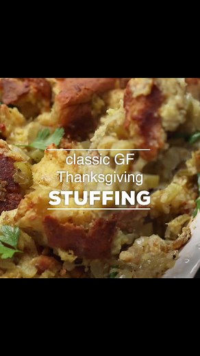 At my house, this Gluten Free Stuffing is always the STAR dish. Sorry, turkey! 🦃 See comments for full recipe! #Thanksgivingstuffing #glutenfreeforlife #glutenfreesidedish . . . . https://glutenfreeonashoestring.com/gluten-free-stuffing-thanksgiving/ | Gluten Free on a Shoestring