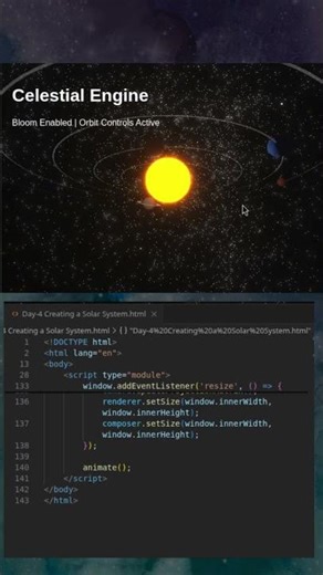 Creating Solar System using Three.js | #shorts #html #css #javascript