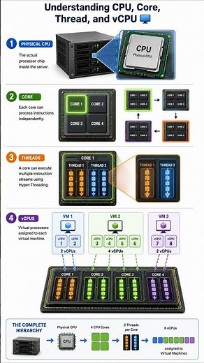 What Is a vCPU? | CPU vs Core vs Thread vs vCPU Explained Visually