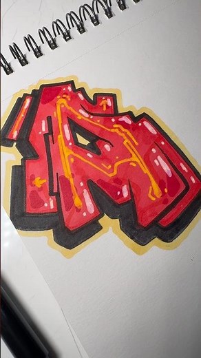 Graffiti Alphabet: How to draw Letter A 🔴🔥 #shorts #sketch #graffitialphabet