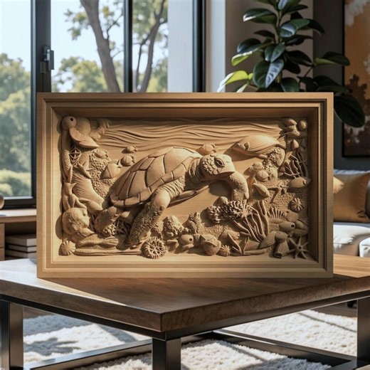 Sea Turtle Handmade Wooden Carving. Home Gift Wall Art Decor. - Etsy