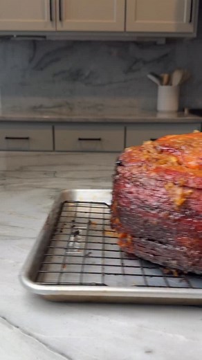 Pineapple Bourbon Glazed Ham Recipe • Use a mustard binder and season the outside of your ham with your favorite bbq rub • Inswet the @meatermade Pro to monitor the internal temp while the ham comes up to 145F. • Smoke ham at 250° F for 2 hours • Create glaze by combining ingredients in a sauce pan. Cook down over medium heat for about 10 mins until it begins to thicken • After 2 hours, glaze the ham with a brush every 15 minutes for an additional hour of cooking. • Remove from smoker once the i