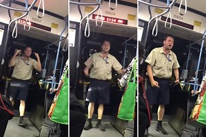 Bus driver caught on camera swearing and confronting passengers screaming about how stressful his job is
