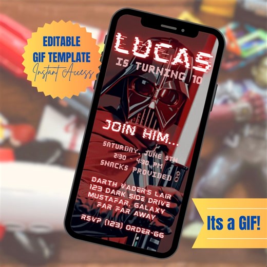 Vader Birthday Invitation: Editable Animated GIF Template (instant Download) - Etsy