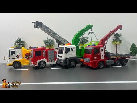 Toy Tow Truck Runs on Slide with Sound, Toy Tow Trucks Collection, Different Kinds of Toy Tow Trucks