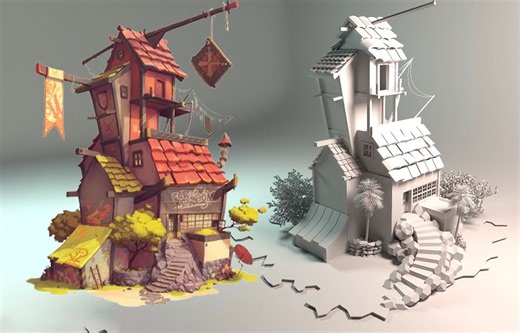 【3D建模】三小时轻松学会“风格化房子”模型制作