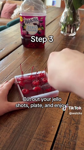 Zero sugar jello shots that actually taste GOOD 🍒🥂 Using Welch's Zero Sugar Black Cherry #Welchs #Galentines