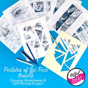 How to Draw Features of the Face Bundle: Pencil Portraits and Worksheets