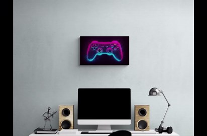 Neon Controller Poster | Horizontal Gaming Wall Art | Gamer Gift, Arcade Decor - Etsy