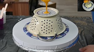 Leaky COLANDER acrylic pour ~ Kaleidoscopic flower ~ Fluid art painting ~ Abstract flower