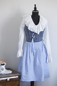Vintage Bavarian Dirndl Dress EU 34, Blue Gingham Oktoberfest Dress With Apron & Side Zipper - Etsy