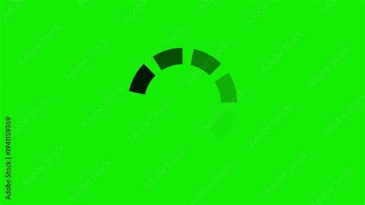 Circular Loading Spinner Animation on Green Screen, Rotating Progress Indicator for Chroma Key Background