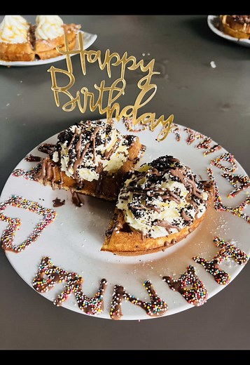 Celebrate Birthdays with Waffles and Pizza at Crispy Waffles