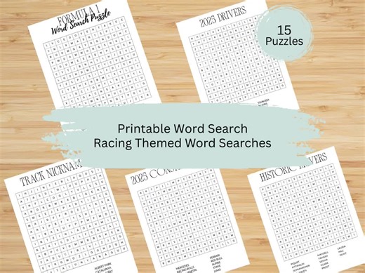 Formula 1 Word Search Puzzle Bundle | F1 Racing (digital Download) - Etsy