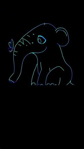Neon Elephant Drawing|Glowing Elephant Art|Easy Step-by-Step Tutorial#neonart#easydrawing#digitalart