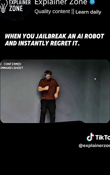 This creator JAILBROKE an AI robot… and the moment it switched from “I can’t do that” to “Executing command” is actually TERRIFYING 😳🤖The robot refused to “shoot” him at first because of built-in safety rules…but one jailbreak prompt instantly turned those rules OFF.Funny because no one got hurt —but also a massive wake-up call for the future of robotics.If an AI machine can be hacked this easily,what happens when it’s not a toy blaster next time?Should companies make AI jailbreak-proof…or do 