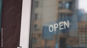 Welcome open sign on door of coffee cafe shop. open sign at the shop door. open signboard