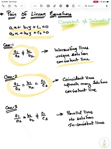 Consistent vs Inconsistent Lines 📈 | Class 10 Maths #shorts