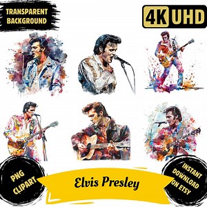 6 Elvis Presley PNG Clipart Bundle, Watercolor King of Rock Elvis Portrait Images, Elvis Silhouette Illustration, Rock N Roll Legend Picture - Etsy
