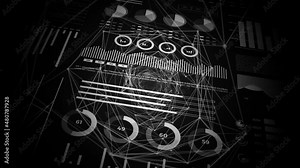 Data and report statistics, animation with graph diagrams.