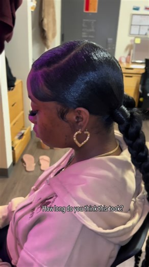 Las Vegas/Los Angeles Hair Stylist 🎀💇🏾‍♀️ on Instagram: "Two slick back braids w swoop 🎀 #hair #hairstylist #beginner #fyp #explorepage #viral #blowthisup"