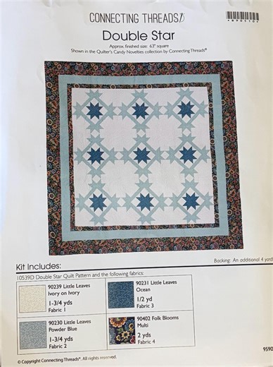 Connecting Threads Double Star Throw Quilt Kit W/ Coordinating Original Fabric (63"x63") - Etsy Canada