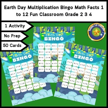 Earth Day Multiplication Bingo Math Fact Game Logic Puzzle Mental Review Number