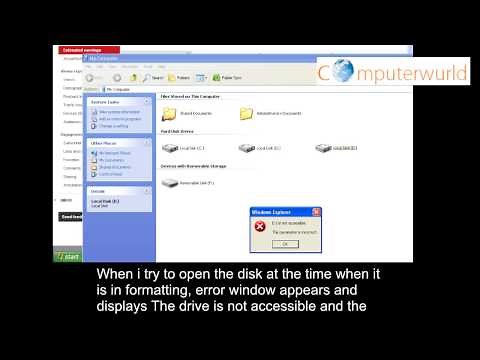 The disk drive is not accessible. The parameter is incorrect