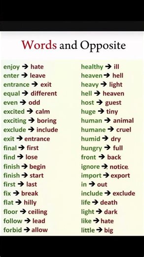 Test Your English: Opposite Words Challenge