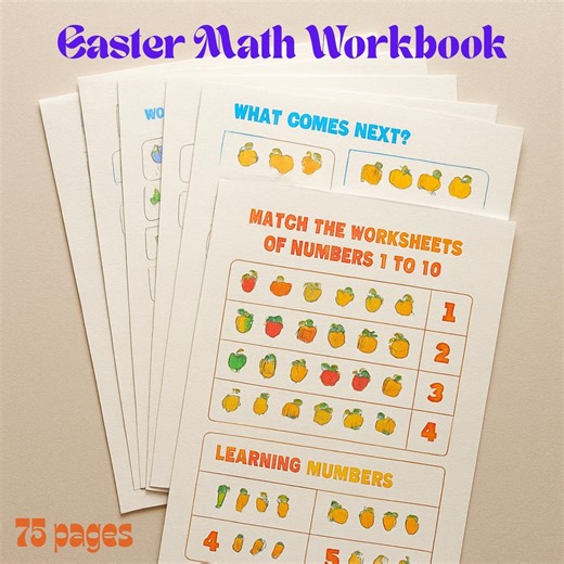 Easter Early Years Math & Numbers Workbook 75-Page Learning bundle