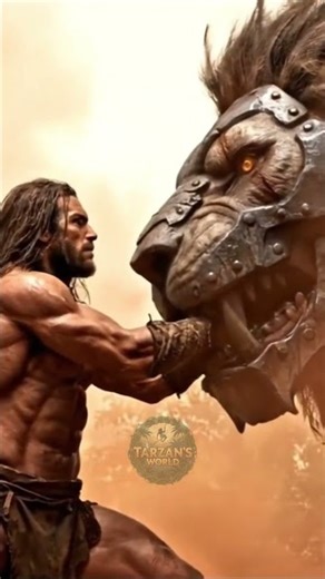 TARZAN vs THE IRON JAW LION TITAN #tarzan #film #movie #shorts