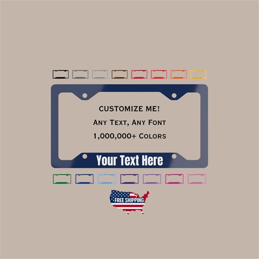 Navy Blue License Plate Frame Personalizable Custom Text Multi-color Car Accessories - Etsy