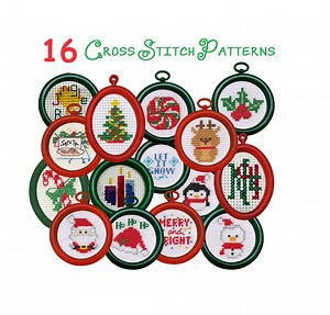 Mini Christmas Ornament Cross Stitch Patterns - 16 Holiday Designs (PDF Download) - Etsy