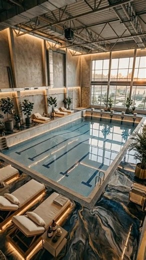Luxury Indoor Pool with Metallic Epoxy Flooring 🏊‍♂️ | Modern Design Ideas #poolwall