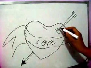 How To Sketch Love Heart / Draw Arrow Through Lovers Heart
