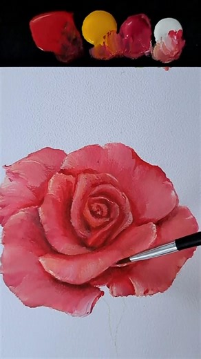 Pintando una rosa con acrílico sobre papel 🌹🎨
