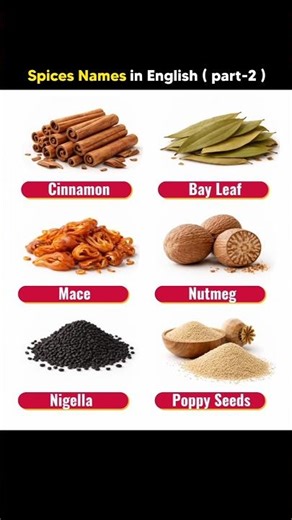 Spices names in English Part 2 | #englishlearning #spokenenglish #learnenglish #english